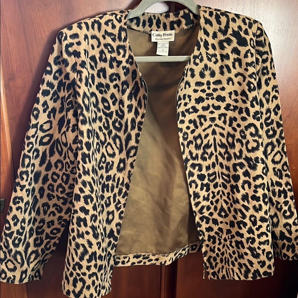 Vintage Leopard Print Jacket - Petite - Suede-like Polyester 12P
